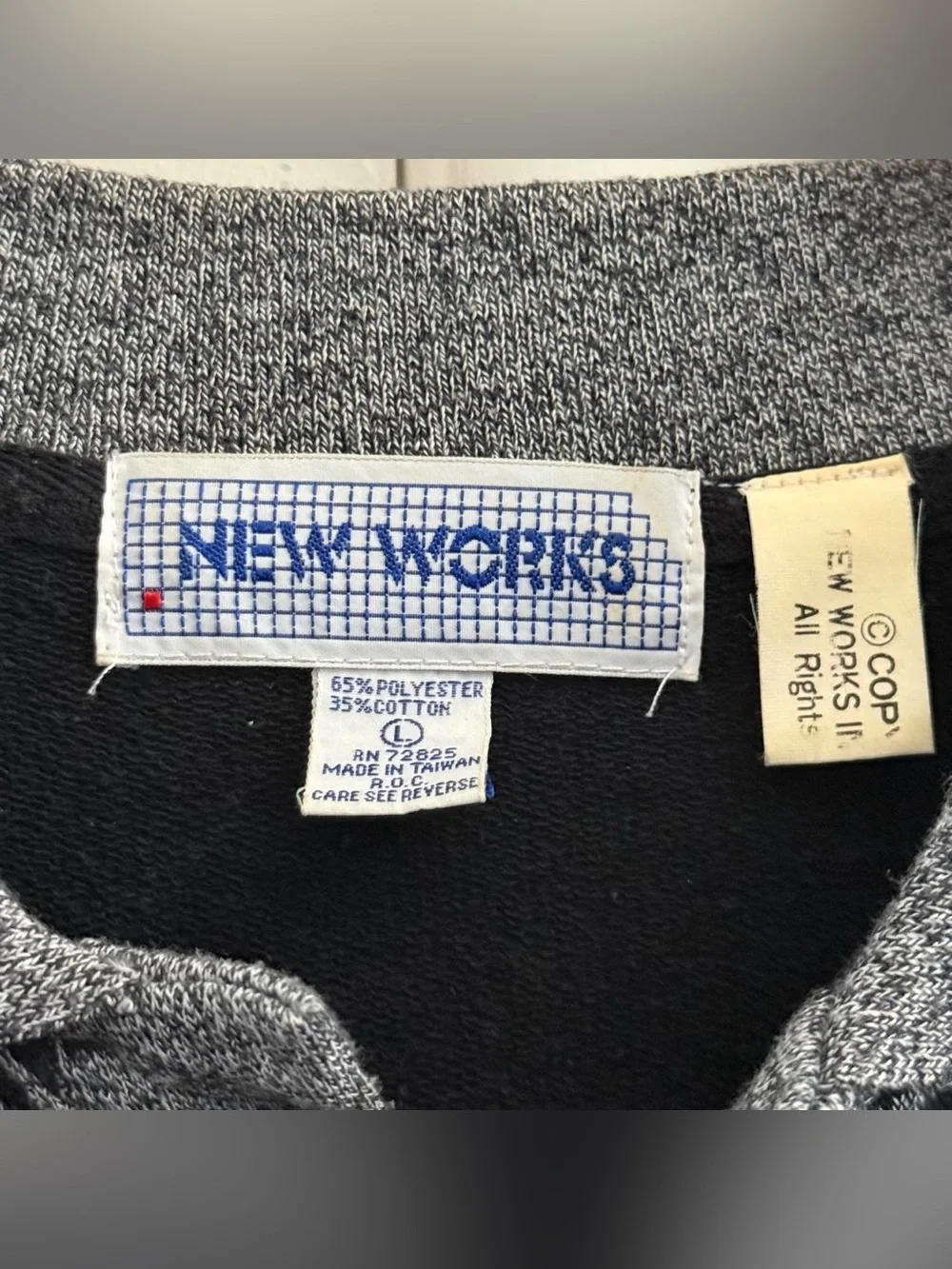 Vintage 90’s NEW WORKS Button-Up Knit Sweater Black / Grey Sz Large